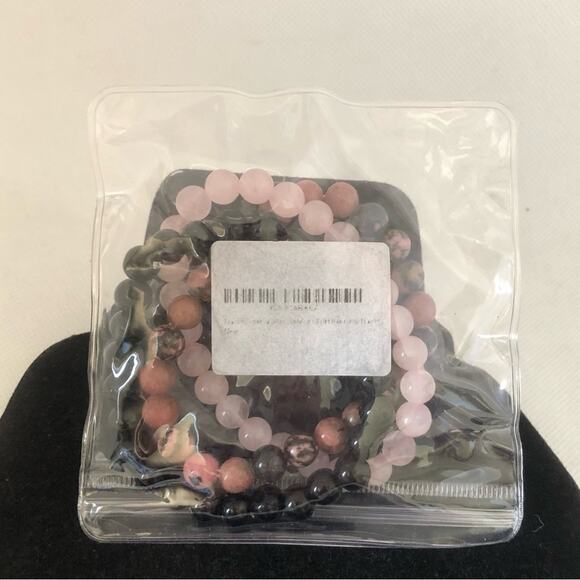 Handmade Three NIP Natural Stone Beaded Stretch Stackable Wrist Bracelets - Picture 7 of 8